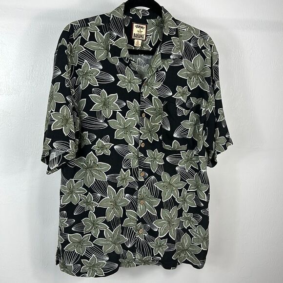 Tommy Bahama Silk Floral Print Short Sleeve Button Down Shirt Size M - Picture 1 of 9
